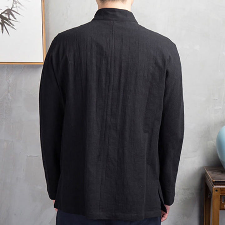 Camisa de hombre informal de color liso con botones de rana y estampado de Buddha Stones. - image 19