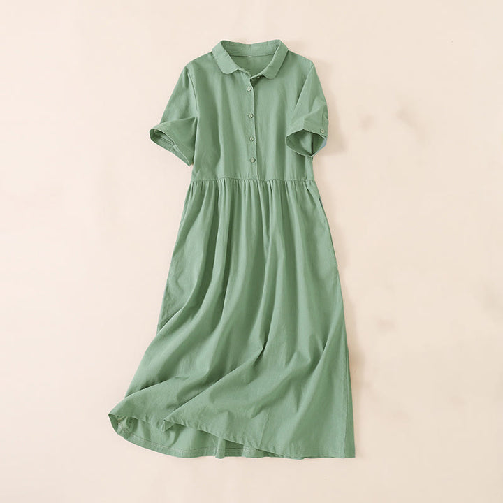 Vestido midi de manga corta con bolsillos, diseño de botones y estampado de Buddha Stones para el verano. - Verde mar claro - US12, UK/AU16, EU44 (3XL) - image 22