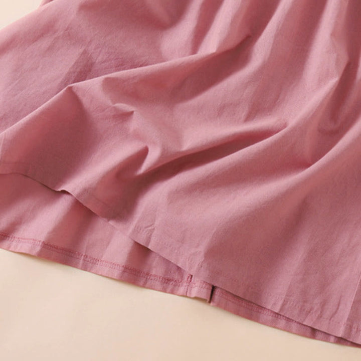 Vestido midi de manga corta con bolsillos, diseño de botones y estampado de Buddha Stones para el verano. - image 4