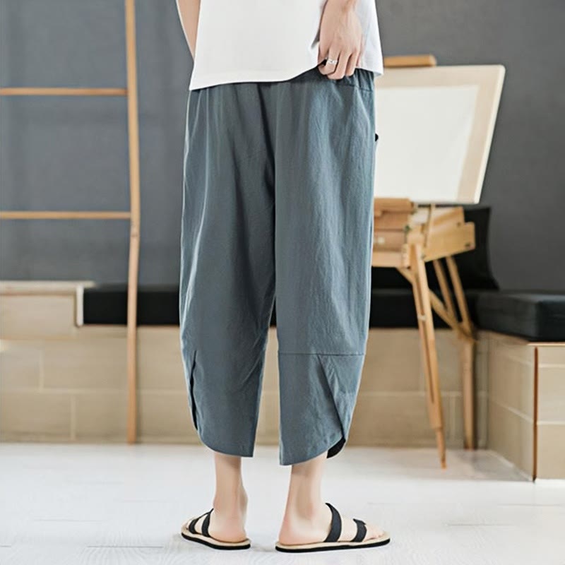 Pantalones de verano para hombre Buddha Stones, color liso, largo 7-8, con cordón ajustable y bolsillos. - image 4