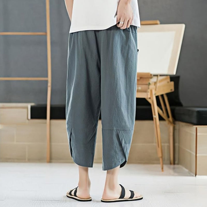 Pantalones de verano para hombre Buddha Stones, color liso, largo 7-8, con cordón ajustable y bolsillos. - image 4
