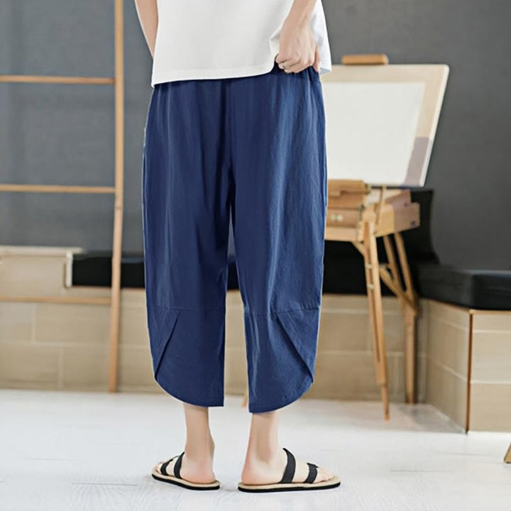 Pantalones de verano para hombre Buddha Stones, color liso, largo 7-8, con cordón ajustable y bolsillos. - image 25
