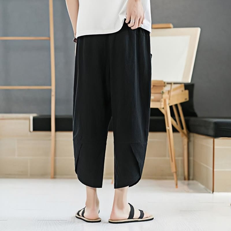 Pantalones de verano para hombre Buddha Stones, color liso, largo 7-8, con cordón ajustable y bolsillos. - image 10