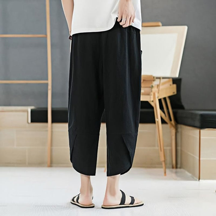 Pantalones de verano para hombre Buddha Stones, color liso, largo 7-8, con cordón ajustable y bolsillos. - image 10