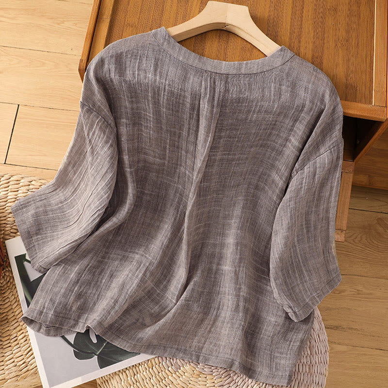Camiseta de manga tres cuartos para mujer, estilo casual de verano, con cuello redondo y estampado de Buddha Stones. - image 17