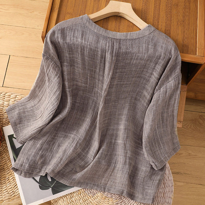 Camiseta de manga tres cuartos para mujer, estilo casual de verano, con cuello redondo y estampado de Buddha Stones. - image 17