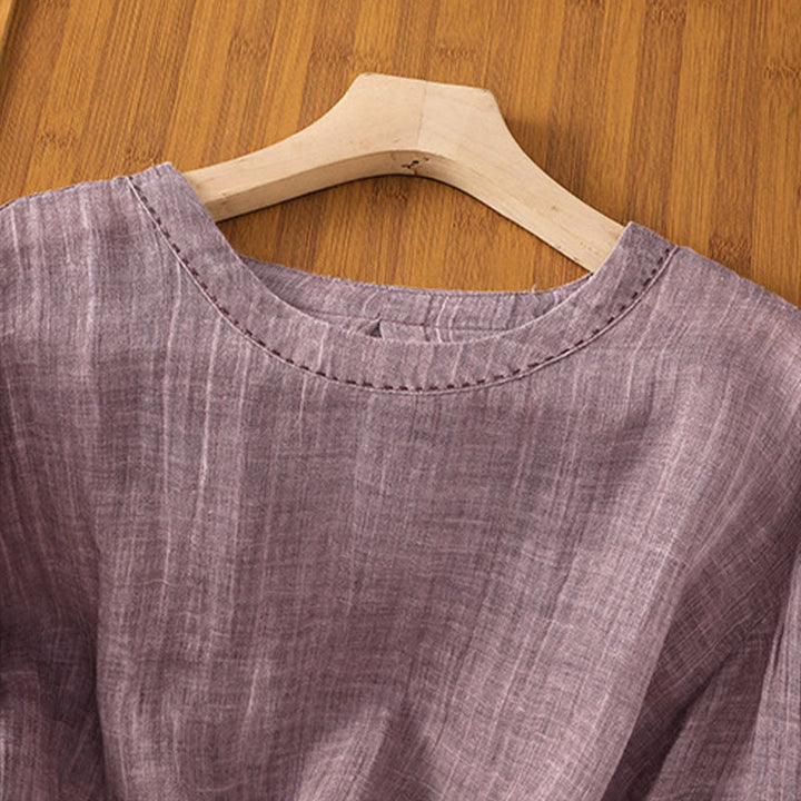 Camiseta de manga tres cuartos para mujer, estilo casual de verano, con cuello redondo y estampado de Buddha Stones. - image 10
