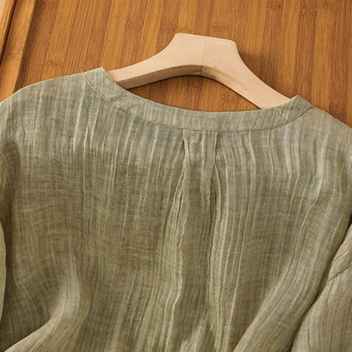 Camiseta de manga tres cuartos para mujer, estilo casual de verano, con cuello redondo y estampado de Buddha Stones. - image 3