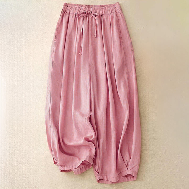 Pantalones capri harem cortos para mujer con cintura elástica y bolsillos, estampado Buddha Stones, ideales para el verano. - Rosa - US8-10，UK/AU12-14，EU40-42 (2XL) - image 18