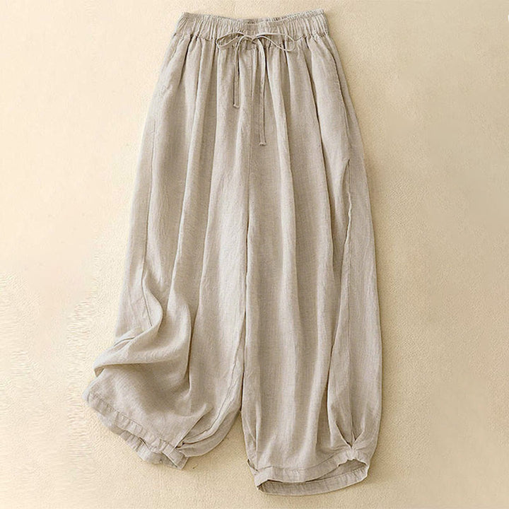 Pantalones capri harem cortos para mujer con cintura elástica y bolsillos, estampado Buddha Stones, ideales para el verano. - Beige - US8-10，UK/AU12-14，EU40-42 (2XL) - image 0