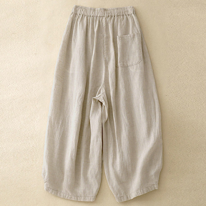 Pantalones capri harem cortos para mujer con cintura elástica y bolsillos, estampado Buddha Stones, ideales para el verano. - image 1