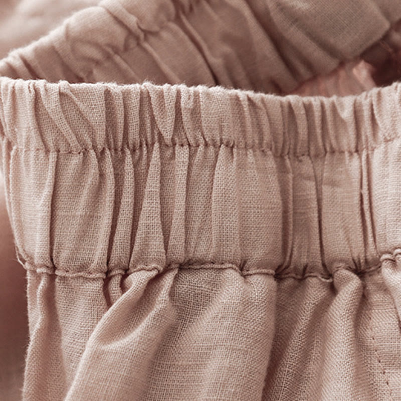Pantalones cortos casuales lisos con Buddha Stones para mujer, estilo harem de lino con bolsillos. - image 24