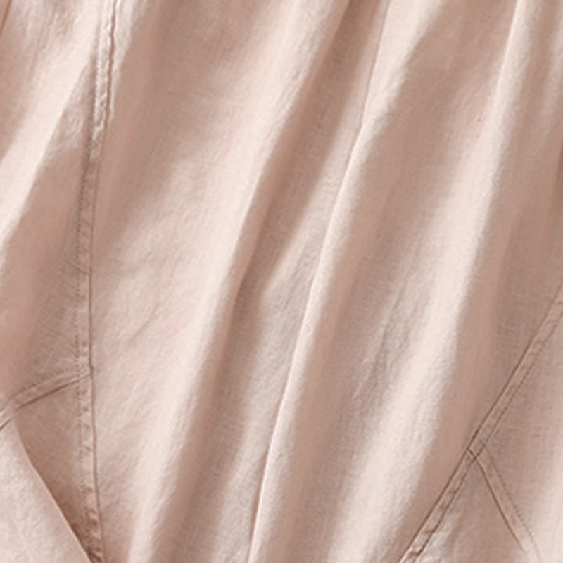 Pantalones cortos casuales lisos con Buddha Stones para mujer, estilo harem de lino con bolsillos. - image 25