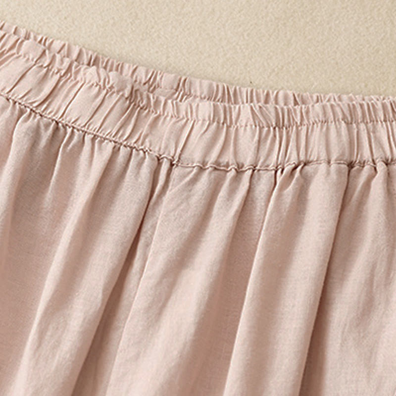Pantalones cortos casuales lisos con Buddha Stones para mujer, estilo harem de lino con bolsillos. - image 21