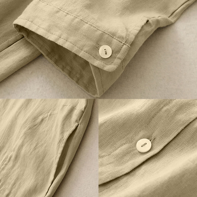 Vestido largo hasta la rodilla con botones y diseño sencillo de Buddha Stones para el día a día. - image 16