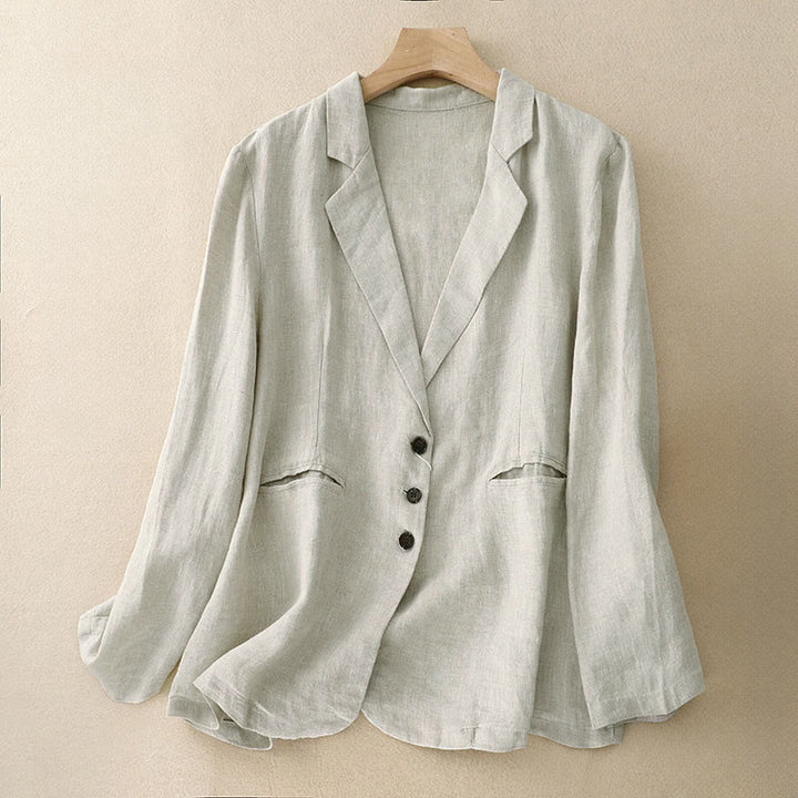 Chaqueta de mujer Buddha Stones Commute Retro de color liso con solapa y bolsillos - Blanco floral - US8-10，UK/AU12-14，EU40-42 (2XL) - image 7