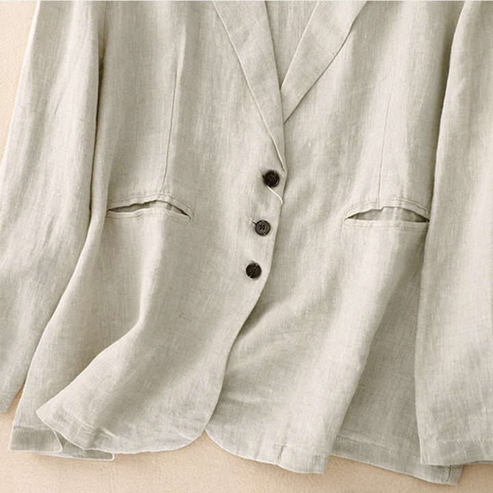 Chaqueta de mujer Buddha Stones Commute Retro de color liso con solapa y bolsillos - image 10