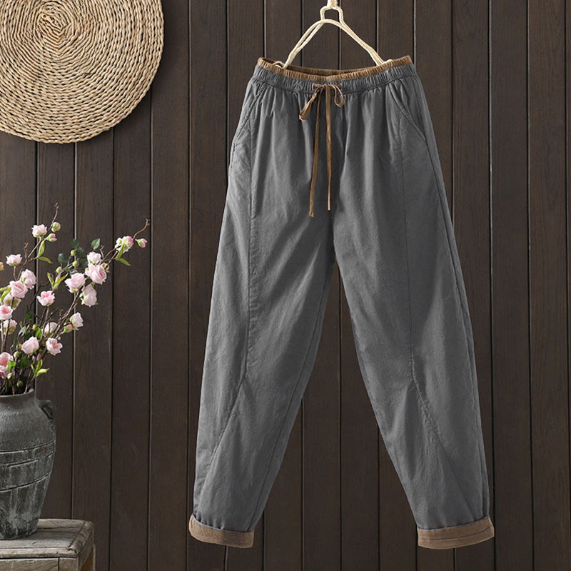 Pantalones térmicos tipo harem lisos para mujer con bolsillos, estampado de Buddha Stones. - Gris oscuro - US8-10，UK/AU12-14，EU40-42 (2XL) - image 14