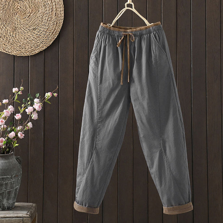 Pantalones térmicos tipo harem lisos para mujer con bolsillos, estampado de Buddha Stones. - Gris oscuro - US8-10，UK/AU12-14，EU40-42 (2XL) - image 14