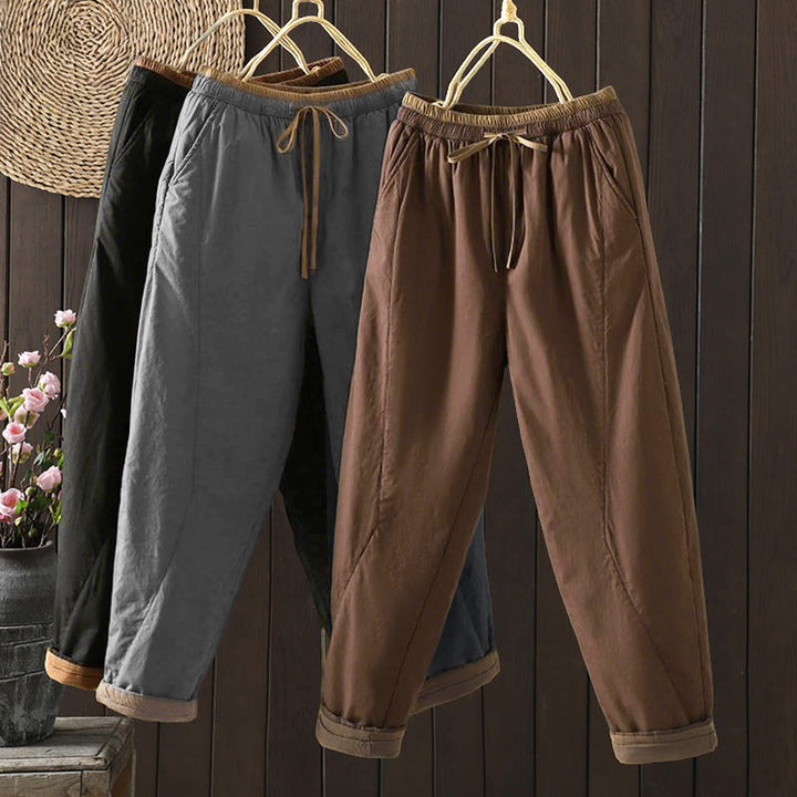 Pantalones térmicos tipo harem lisos para mujer con bolsillos, estampado de Buddha Stones. - image 0