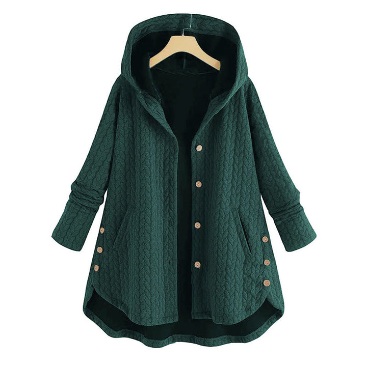 Abrigo largo con capucha y bolsillos para mujer, de manga larga, con estampado de espigas de trigo y diseño de Buddha Stones. - cian oscuro - US22, UK/AU26, EU54 (8XL) - image 9