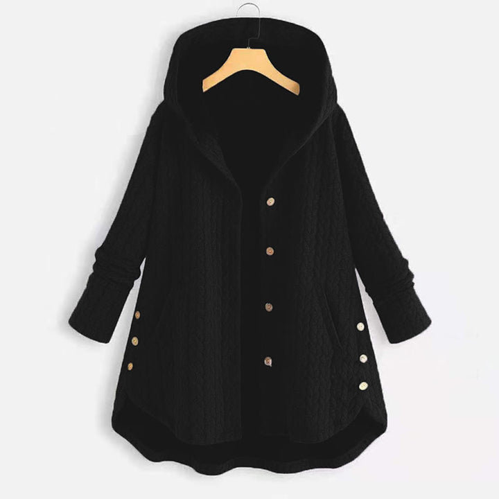 Abrigo largo con capucha y bolsillos para mujer, de manga larga, con estampado de espigas de trigo y diseño de Buddha Stones. - Negro - US22, UK/AU26, EU54 (8XL) - image 14