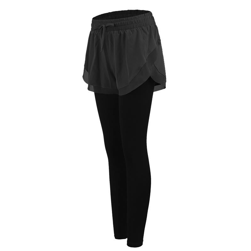 Mallas deportivas Buddha Stones 2 en 1 para mujer, ideales para fitness al aire libre y yoga. - Negro - US8-10, UK/AU12-14, EU40-42 (XL) - image 11