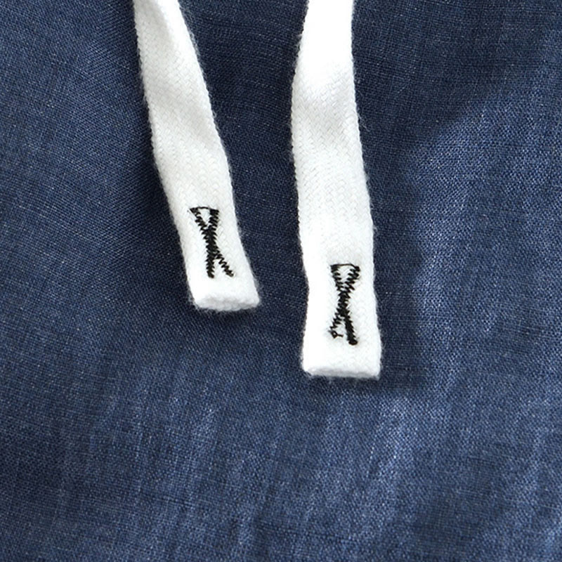 Pantalones de lino para hombre, largos hasta el tobillo, con bolsillos, de la Buddha Stones Fall Solid, con cordón ajustable y cintura elástica. - image 10