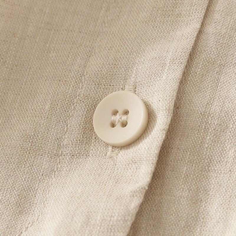Camisa de manga corta para mujer con cuello en V, botones y diseño sencillo, color liso, con estampado de Buddha Stones. - image 8
