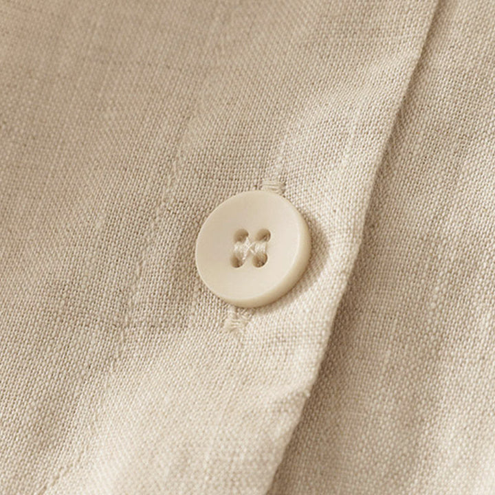 Camisa de manga corta para mujer con cuello en V, botones y diseño sencillo, color liso, con estampado de Buddha Stones. - image 8