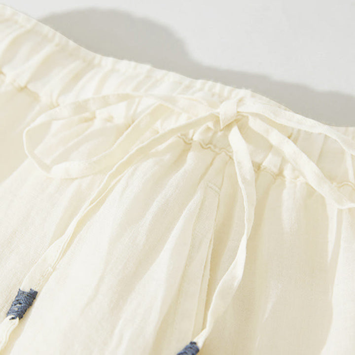 Falda de mujer con diseño calado, corte en A, cordón ajustable y cintura alta, con bolsillos, bordada con Buddha Stones. - image 16