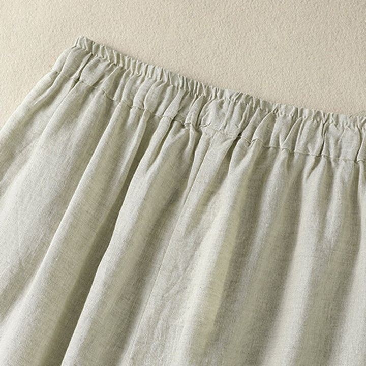 Buddha Stones Pantalones tobilleros de lino liso con cordón ajustable, estilo casual de verano para mujer, de pierna ancha y con bolsillo. - image 10
