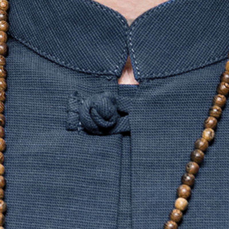 Buddha Stones Camisas de manga corta para hombre, estilo Tang de verano, con cuello mandarín y color liso. - image 8
