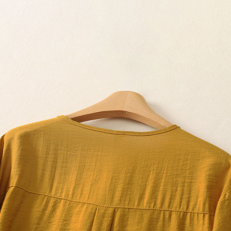 Buddha Stones Camisas de manga larga lisas con botones, estilo casual de verano para mujer. - image 3