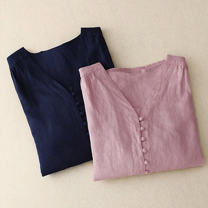 Camiseta de manga larga para mujer con diseño de Buddha Stones y cuello en V. - image 11