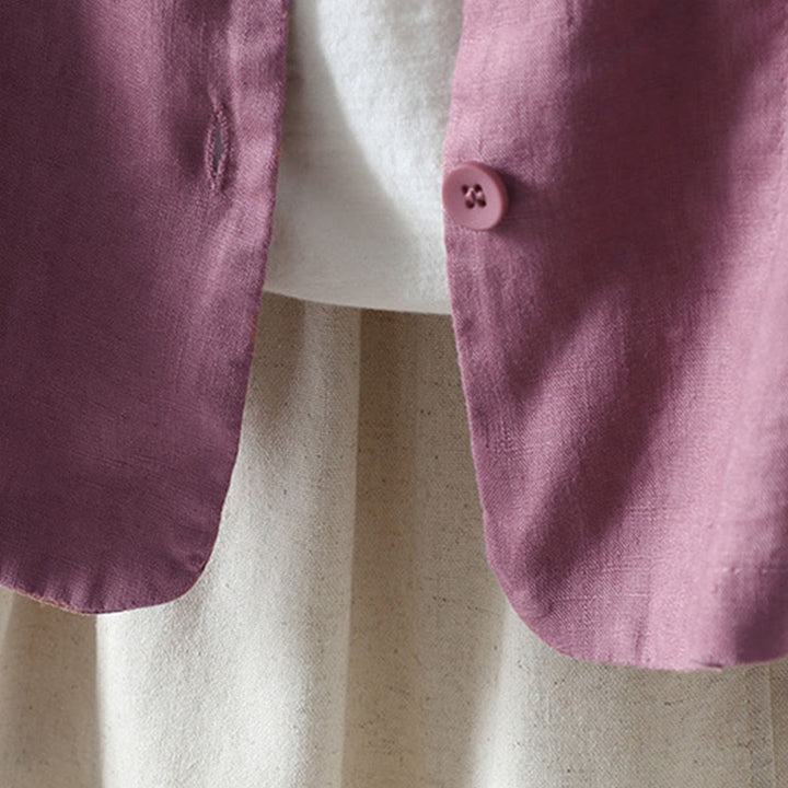 Chaqueta de mujer con cuello en V, color liso y estampado de Buddha Stones, con bolsillos. - image 12