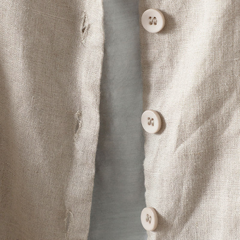 Chaqueta de mujer con cuello en V, color liso y estampado de Buddha Stones, con bolsillos. - image 3