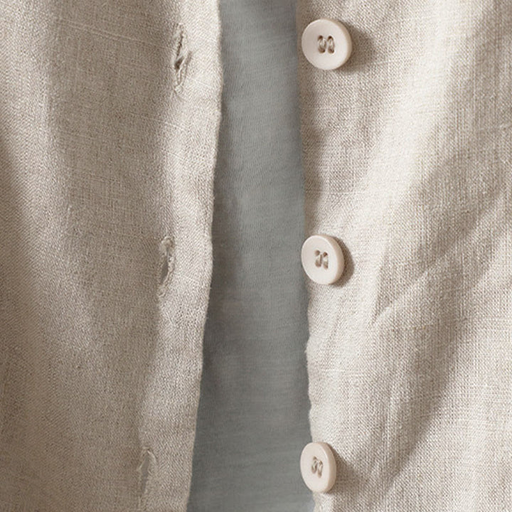 Chaqueta de mujer con cuello en V, color liso y estampado de Buddha Stones, con bolsillos. - image 3