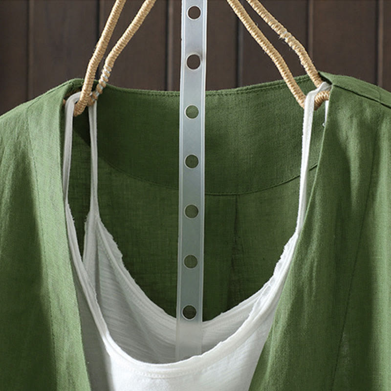 Chaqueta de mujer con cuello en V, color liso y estampado de Buddha Stones, con bolsillos. - image 18