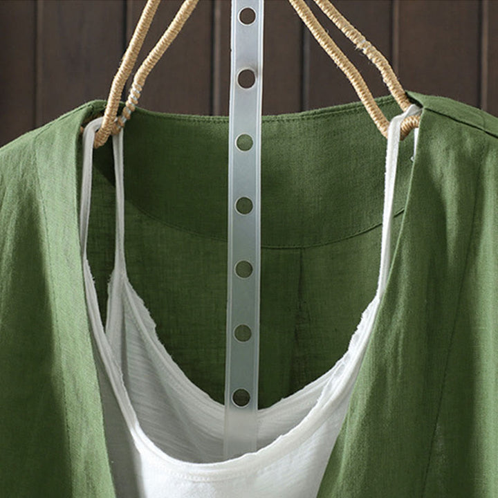 Chaqueta de mujer con cuello en V, color liso y estampado de Buddha Stones, con bolsillos. - image 18