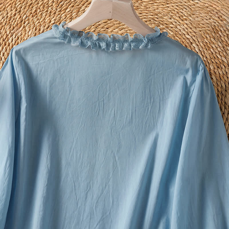 Buddha Stones Camisa de manga tres cuartos para mujer, estilo casual de verano, elegante, con cuello en V, volantes y diseño de capas. - image 13