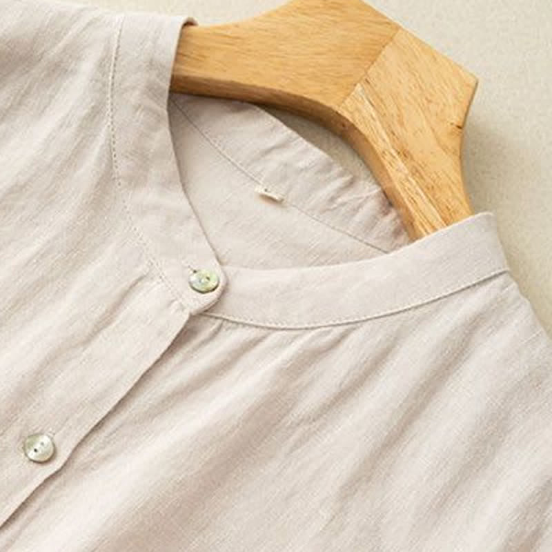 Buddha Stones Camisas de manga larga para mujer, estilo casual de otoño, con cuello mandarín y color liso. - image 20