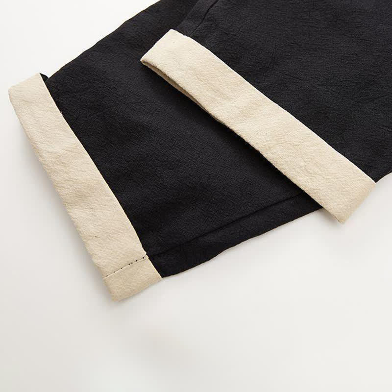 Buddha Stones Kimono de hombre de algodón liso con mangas tres cuartos, estilo casual minimalista, con botones y nudo, ideal para primavera y verano. - image 7