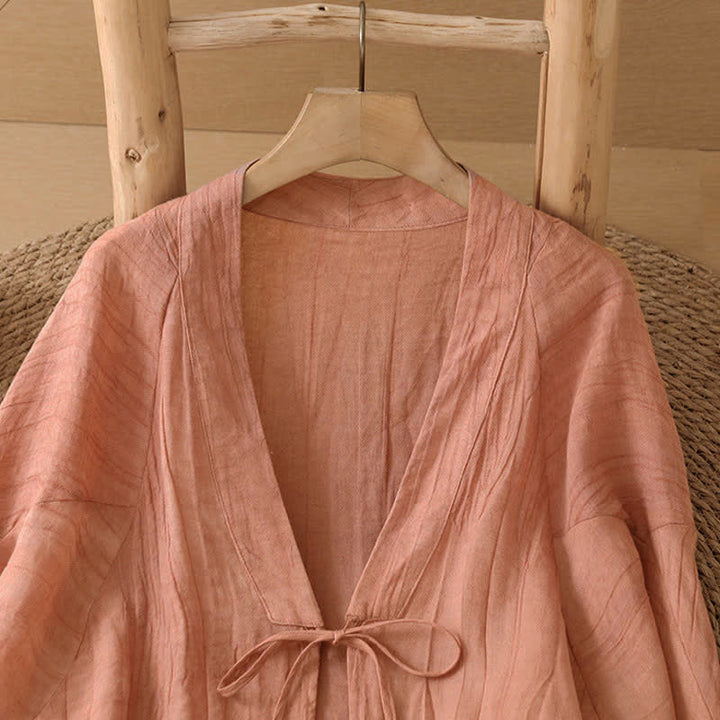 Buddha Stones Kimono de mujer liso con cordón, diseño arrugado y estilo bohemio informal de verano para mujer. - image 27