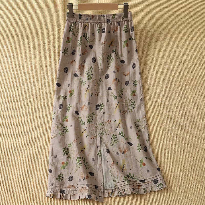 Buddha Stones Faldas de verano informales estilo boho con estampado floral y bolsillo para mujer. - image 1