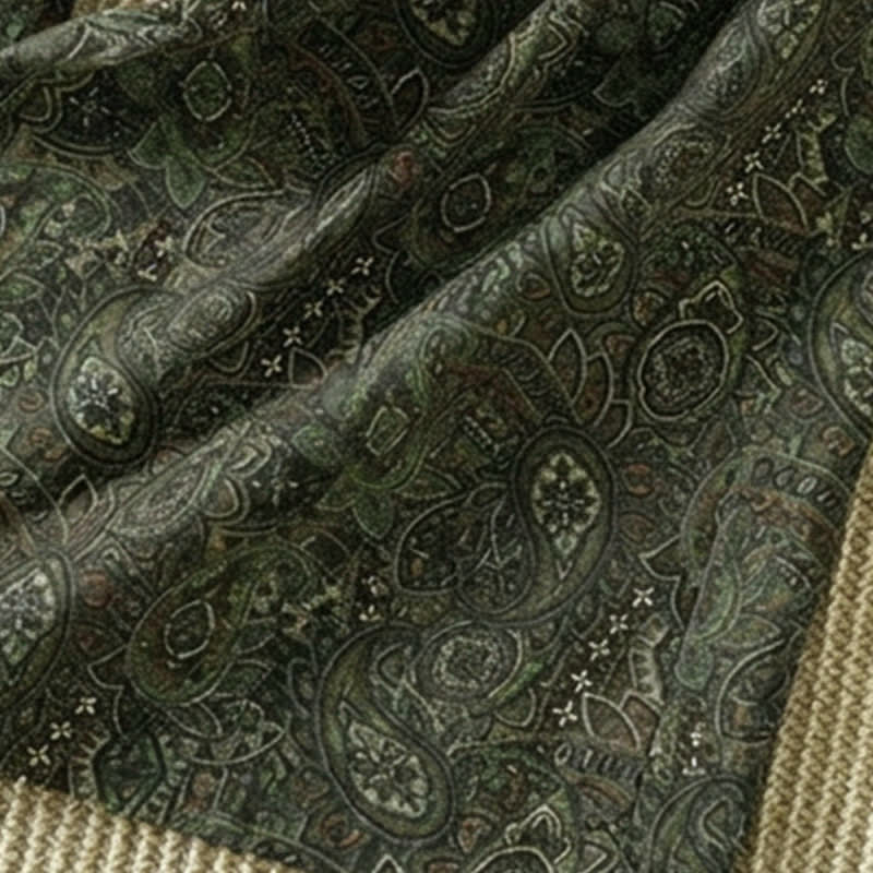 Buddha Stones Pantalones largos de mujer estilo boho con cordón ajustable, color verde y estampado abstracto, ideales para primavera y verano. Pierna ancha y bolsillo. - image 10