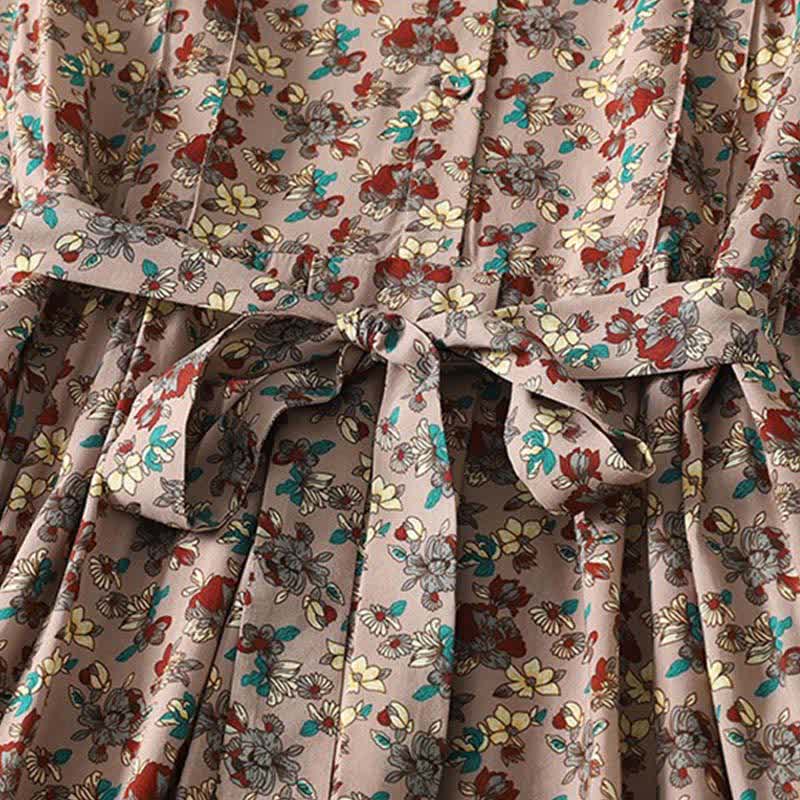 Buddha Stones Vestido de manga larga para mujer, elegante, vintage, con botones y estampado floral, ideal para primavera y verano. - image 5