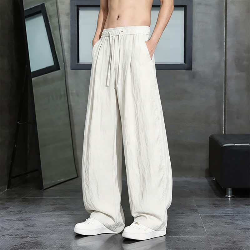 Buddha Stones Pantalones largos casuales de primavera/verano con cordón ajustable, color liso, para hombre, pierna recta, con bolsillo. - Blanco - US/UK/AU46, EU56 (5XL) - image 13