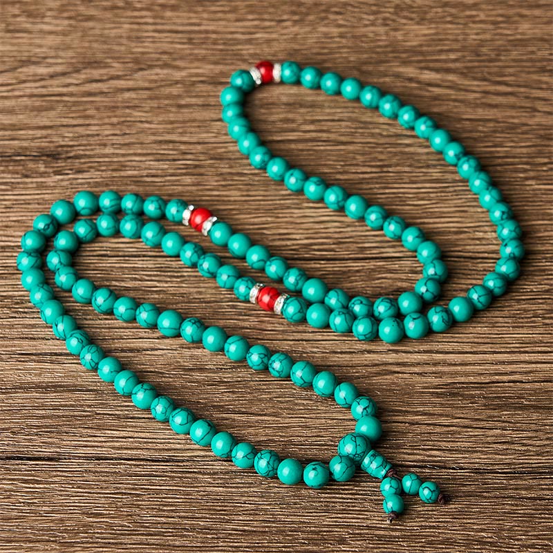 Buddha Stones Mala de protección de 108 cuentas con múltiples vueltas, inspirada en la turquesa - image 4