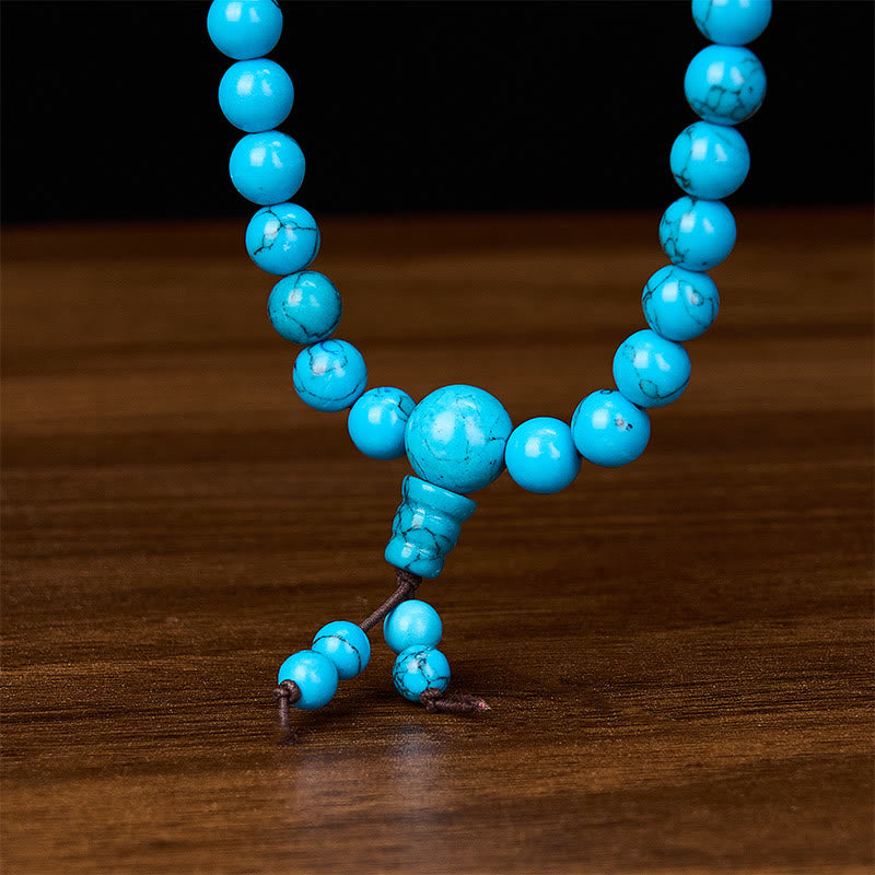 Buddha Stones Mala tibetano redondo de turquesa con 108 cuentas para protección - image 5